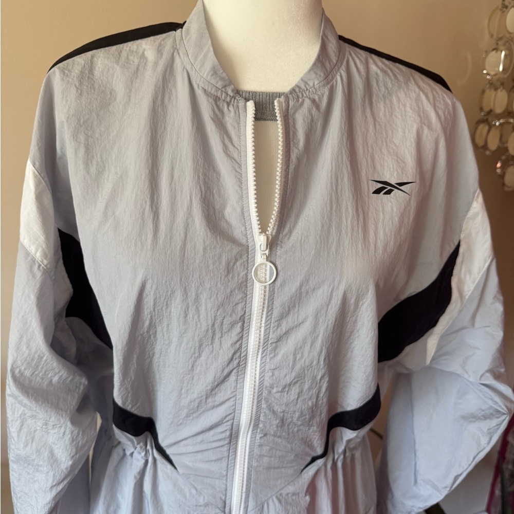 New Reebok Woven Long Sleeve Stirling Gray Bomber Collar 3/4 Length Coat WMN S